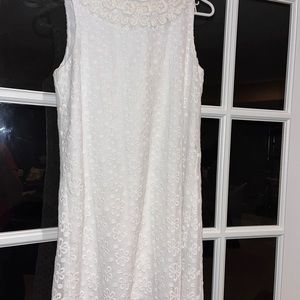 women’s off-white dress, sleeveless, short, size S, embellished beaded neckline
